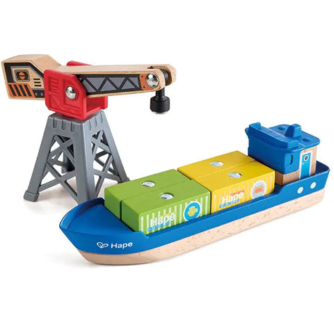 Hape Houten Speelgoed Cargo Ship & Crane