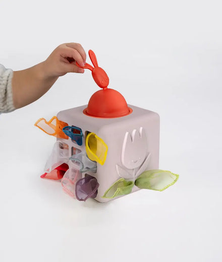 Taf Toys Pop-Up Tissue Box van niet toxische materialen, sensorisch speelgoed van De Gele Flamingo.