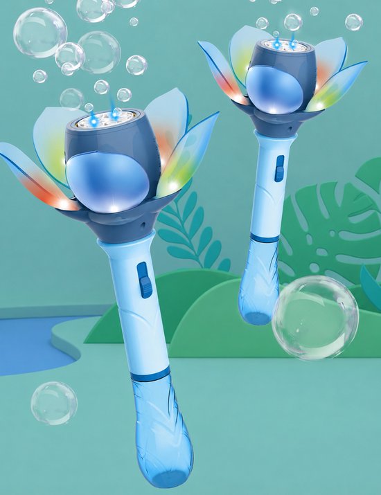 FunTrading bloemen bellenblaas met licht in blauw, automatische bellenblaasmachine bij De Gele Flamingo