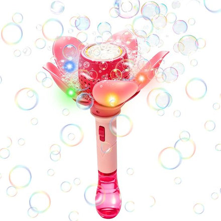 FunTrading bloemen bellenblaas met licht in roze, automatische bellenblaasmachine bij De Gele Flamingo