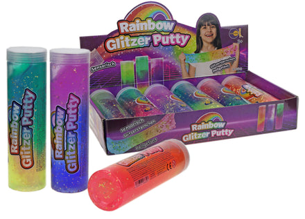 FunTrading Rainbow glitter putty van 420 gram om te kneden en trekken, bij De Gele Flamingo