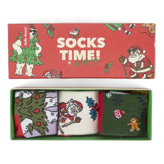 * Hello Hossy Kousen Socks Christmas Set 3 paar