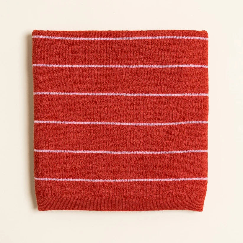 Hvid Harry babydeken in Red en Cotton Candy van 100% extra fijne merinowol, te koop bij De Gele Flamingo