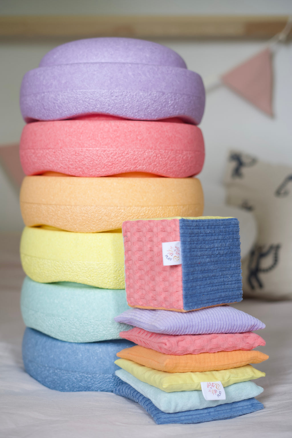 Pit & Play Regenboog Dobbelsteen | Pastel