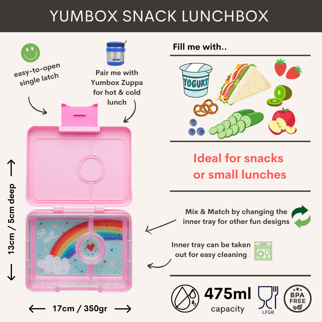 Yumbox Minisnackdoos 3 Vakken | Power Roze Regenboog