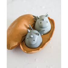 * Konges Sløjd Silicone Badspeeltjes Dino Egg | Almond Mix