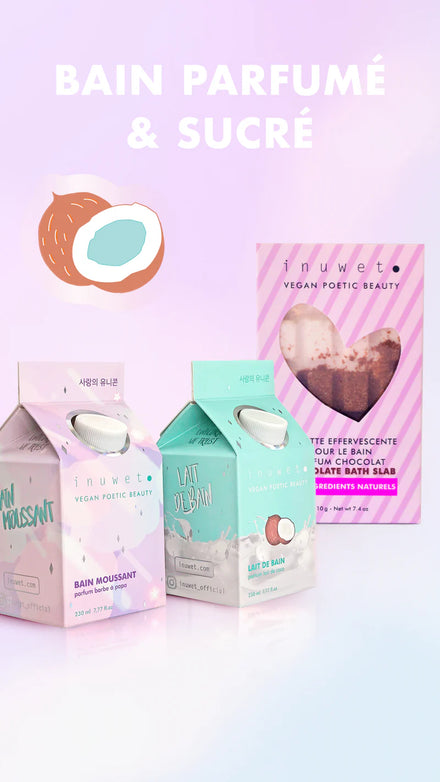 Inuwet Bubble Bath 230ml, sfeerbeeld van het badmoment met schuim van het Franse merk Inuwet