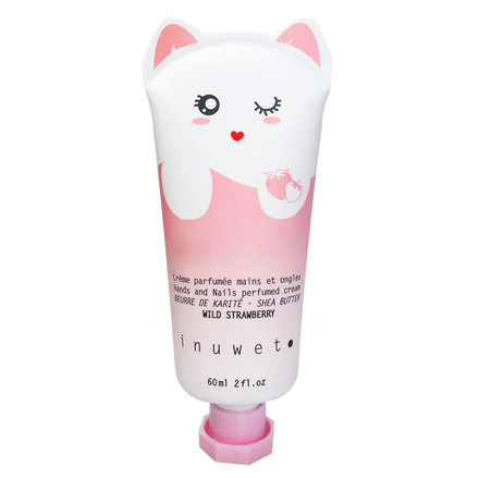 Inuwet handcreme fraise 60ml met aardbeiengeur, vegan handcreme voor kinderen, tube