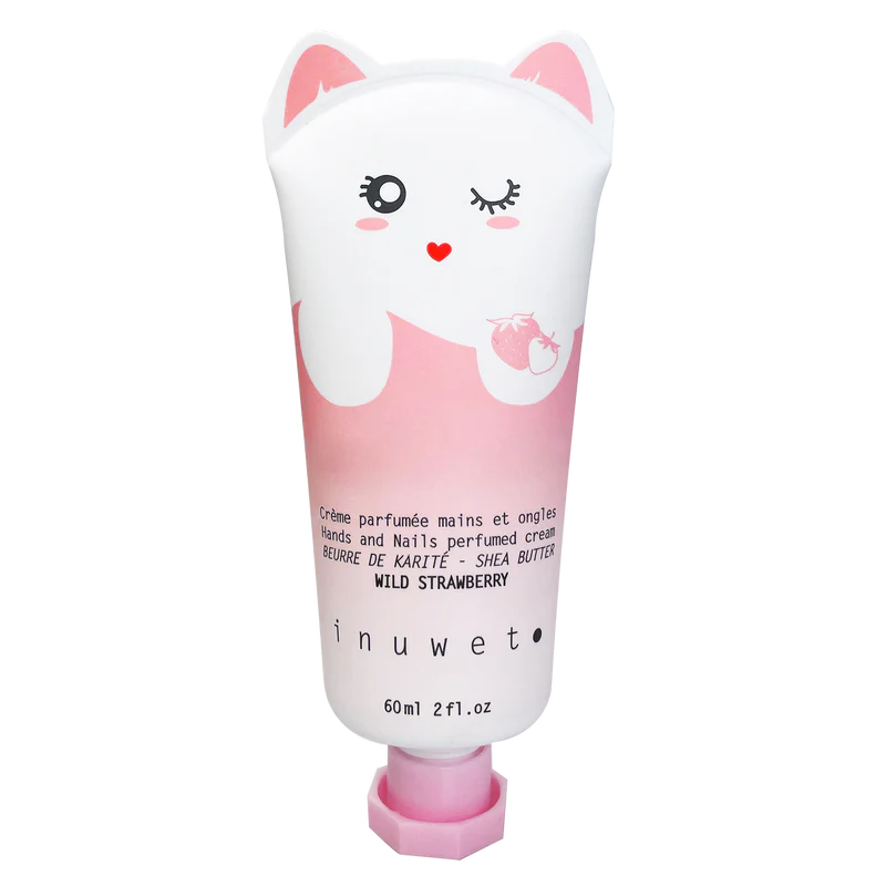 Inuwet handcreme fraise 60ml met aardbeiengeur, vegan handcreme voor kinderen, tube