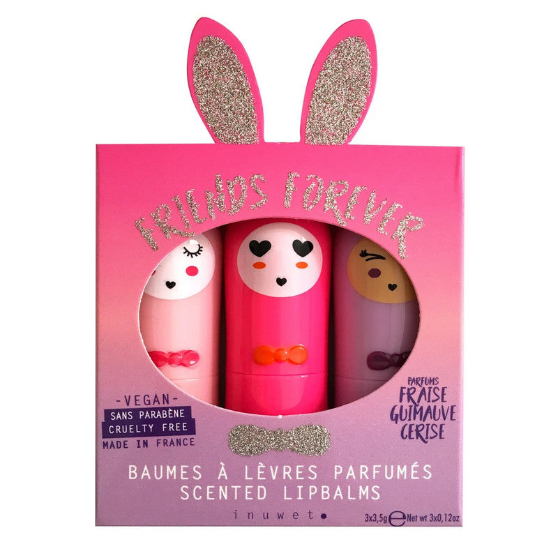 Inuwet Lippenbalsem Cadeauset, doosje met vegan lippenbalsems, vooraanzicht van de cadeauset