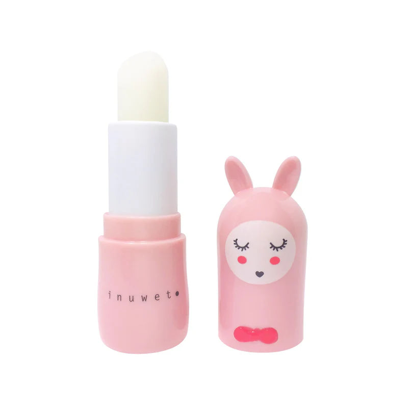 Inuwet lippenbalsem fraise met aardbeiengeur in het roze konijnenhoesje, vegan lipverzorging