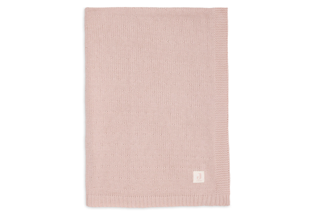 Jollein ledikantdeken Sprinkle Knit Silk Rose, close-up van de gebreide rand
