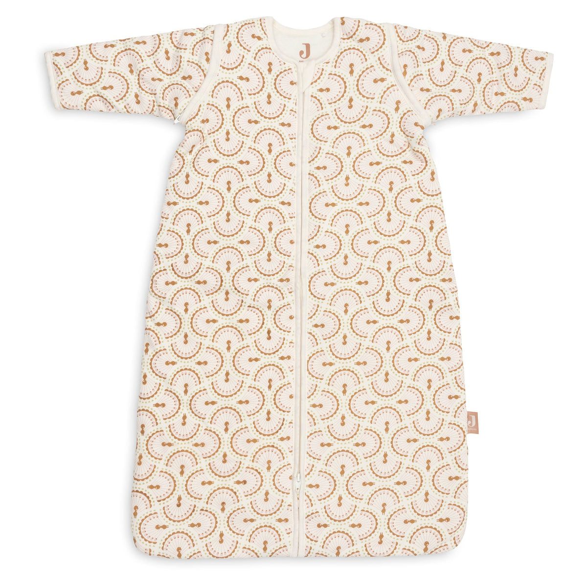 Jollein slaapzak met afritsbare mouw 110 cm in Soft Plumes, productfoto van de babyslaapzak, De Gele Flamingo