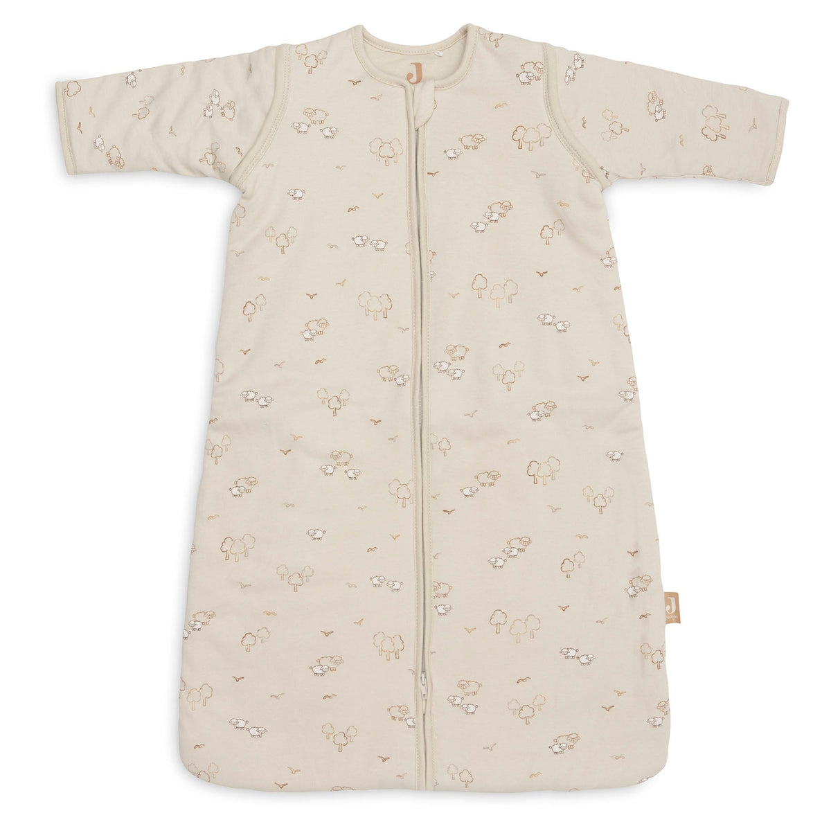 Jollein Slaapzak met afritsbare mouw 70 cm in de kleur Woolly, katoenen babyslaapzak met veilige rits van De Gele Flamingo