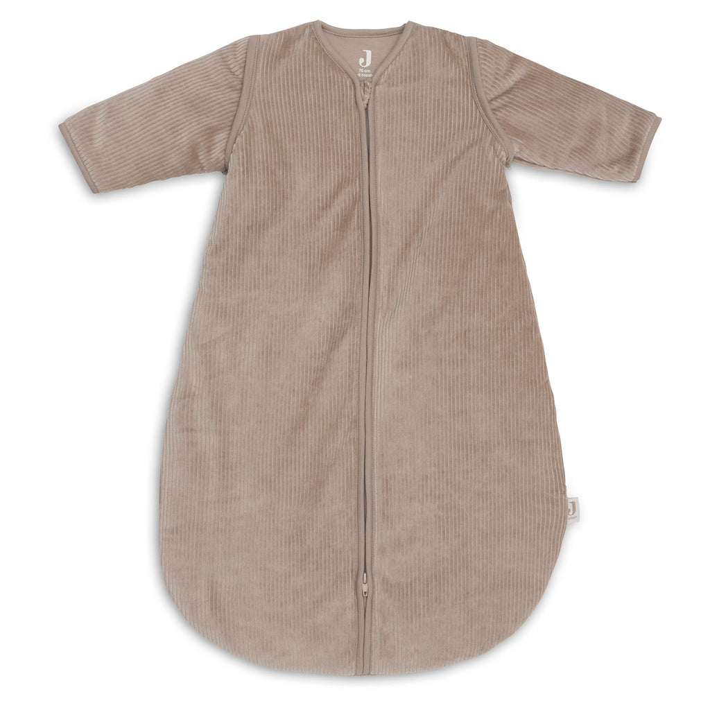 Jollein slaapzak met afritsbare mouw Rond 110 cm Rib in Milky Coffee, productfoto van de babyslaapzak, De Gele Flamingo