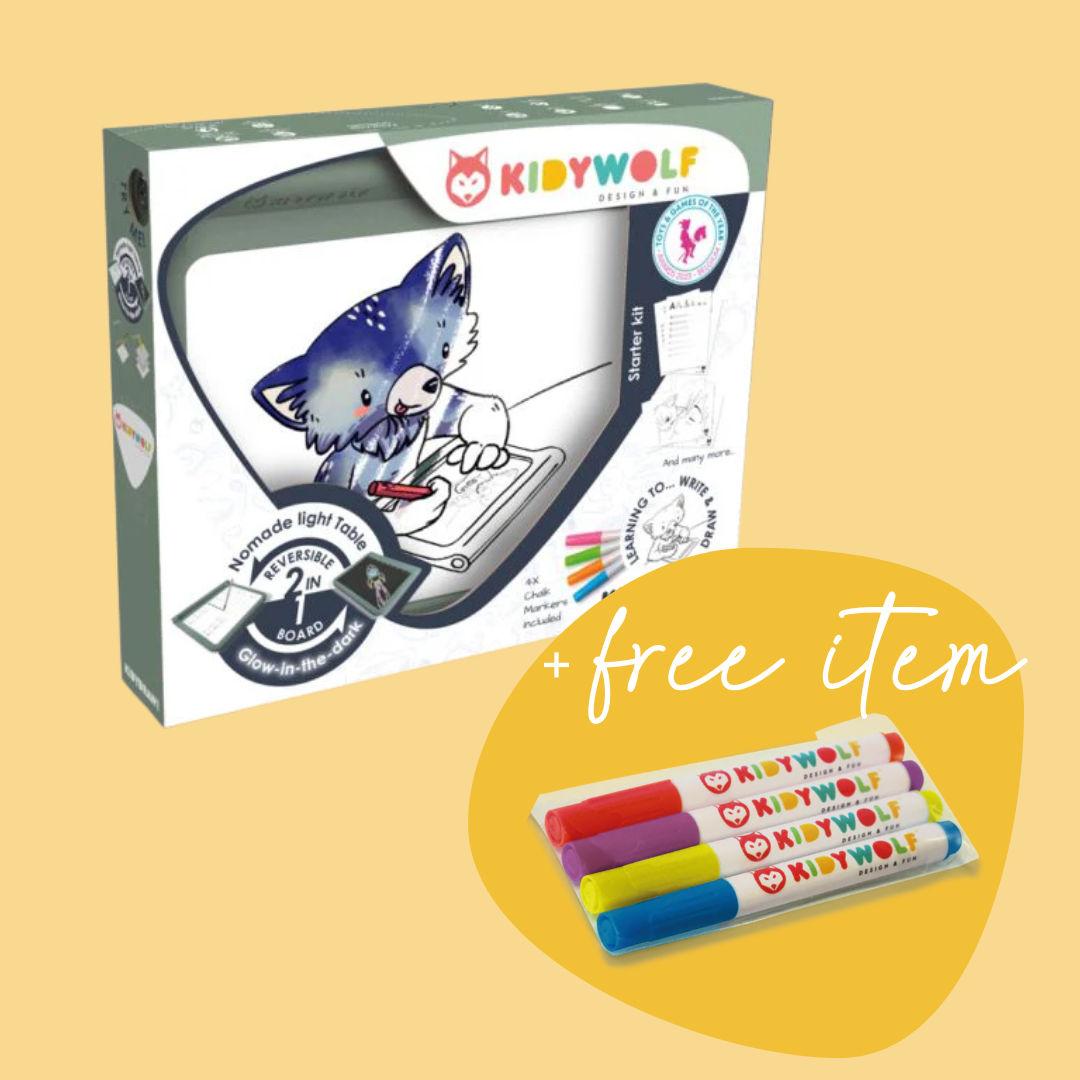 Kidywolf Kidydraw Lichtgevende Tablet Leren Tekenen En Schrijven | Groen + GRATIS Kidymarkers