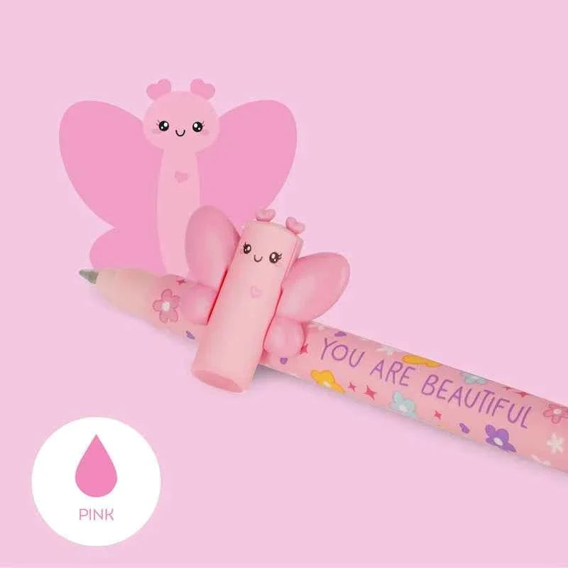 Legami uitwisbare gelpen Butterfly met roze gelinkt en een fijne schrijfpunt van 0,7 mm