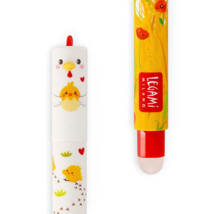 Legami uitwisbare gelpen Hen in rood, ideaal voor school, huiswerk en notities