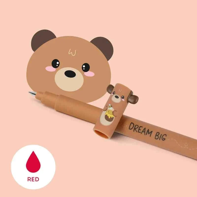 Legami uitwisbare gelpen Teddy Bear Honey met rode inkt en een fijne schrijfpunt van 0,7 mm