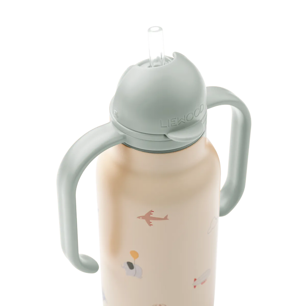 Liewood Kimmie fles Flying Sandy van 80% gerecycleerd roestvrij staal, morsbestendig ontwerp