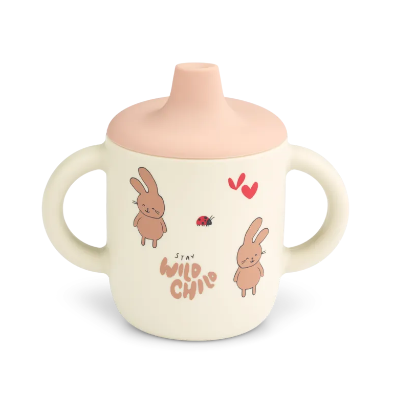 Liewood Neil sippy cup tuitbeker in Wild child Rosey, siliconen beker van 150 ml met handvatten
