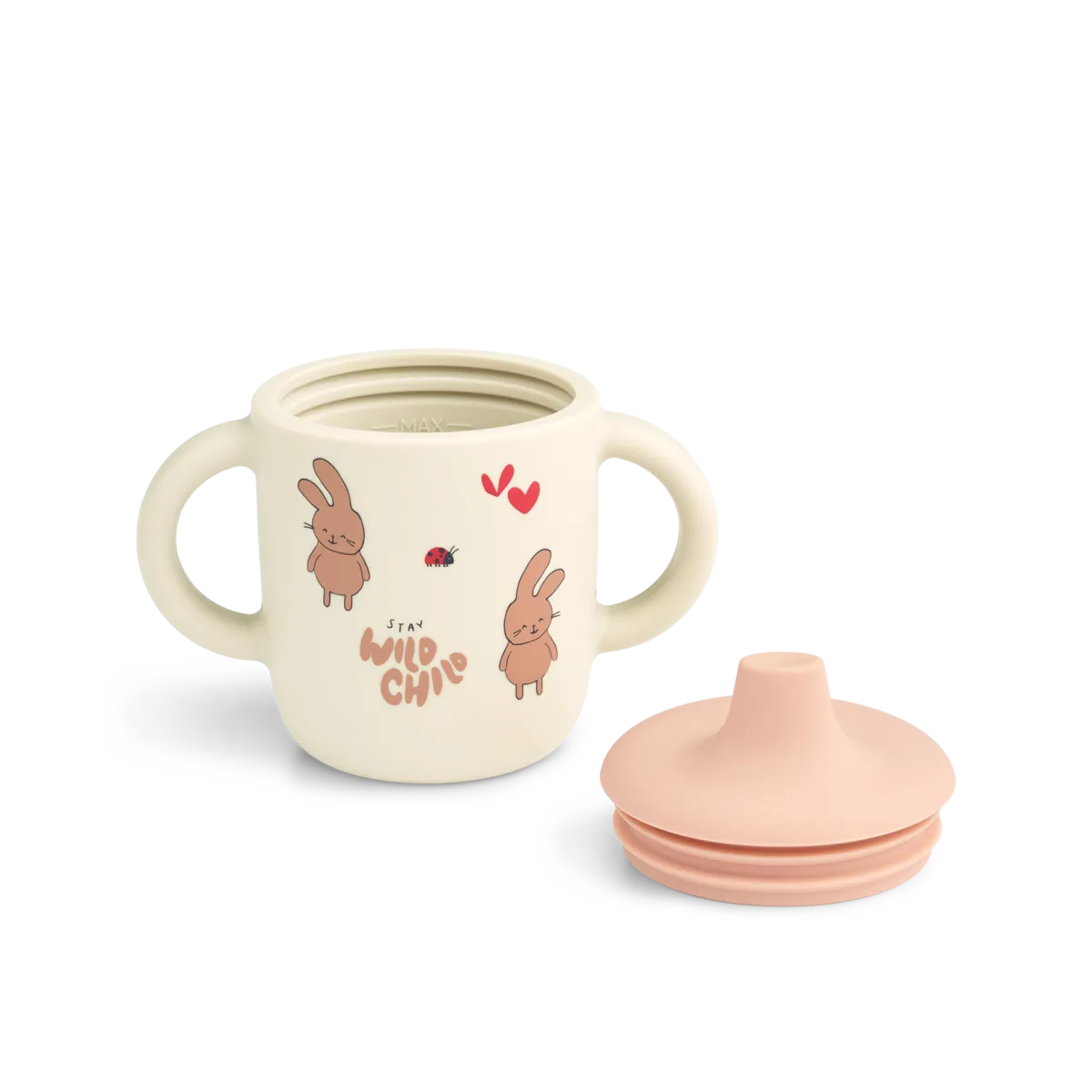 Liewood Neil sippy cup tuitbeker in Wild child Rosey, siliconen beker van 150 ml met handvatten