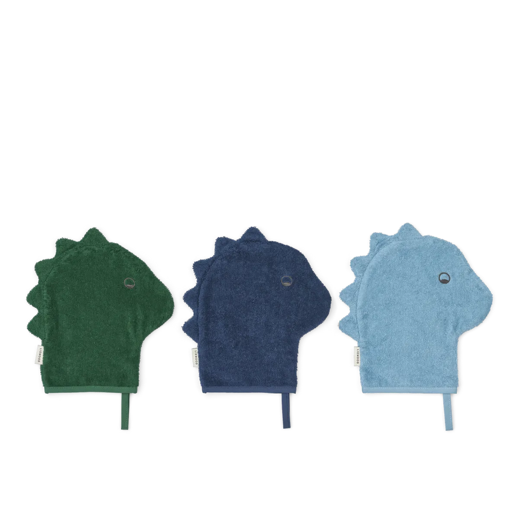 Liewood Sylvester washandjes 3st in Beach Blue Mix van GOTS-gecertificeerd biologisch katoen