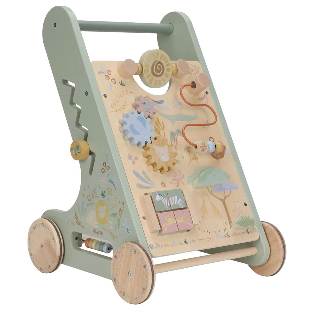 Little Dutch Houten Activiteiten Loopwagen Safari Friends van FSC-gecertificeerd hout, vanaf 12 maanden, bij De Gele Flamingo.
