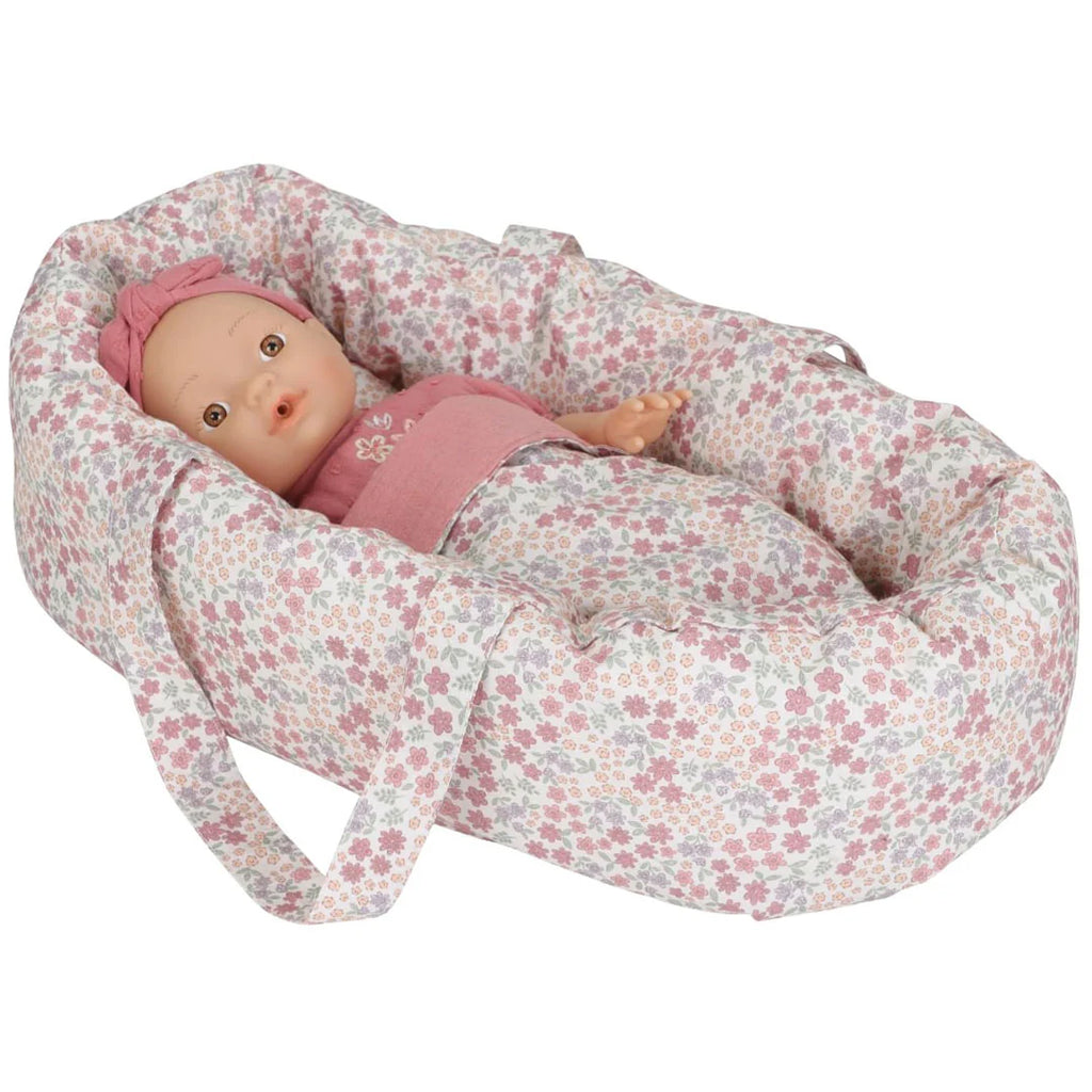 Poppenreiswieg van Little Dutch met zachte bekleding voor verzorgend rollenspel, bij De Gele Flamingo
