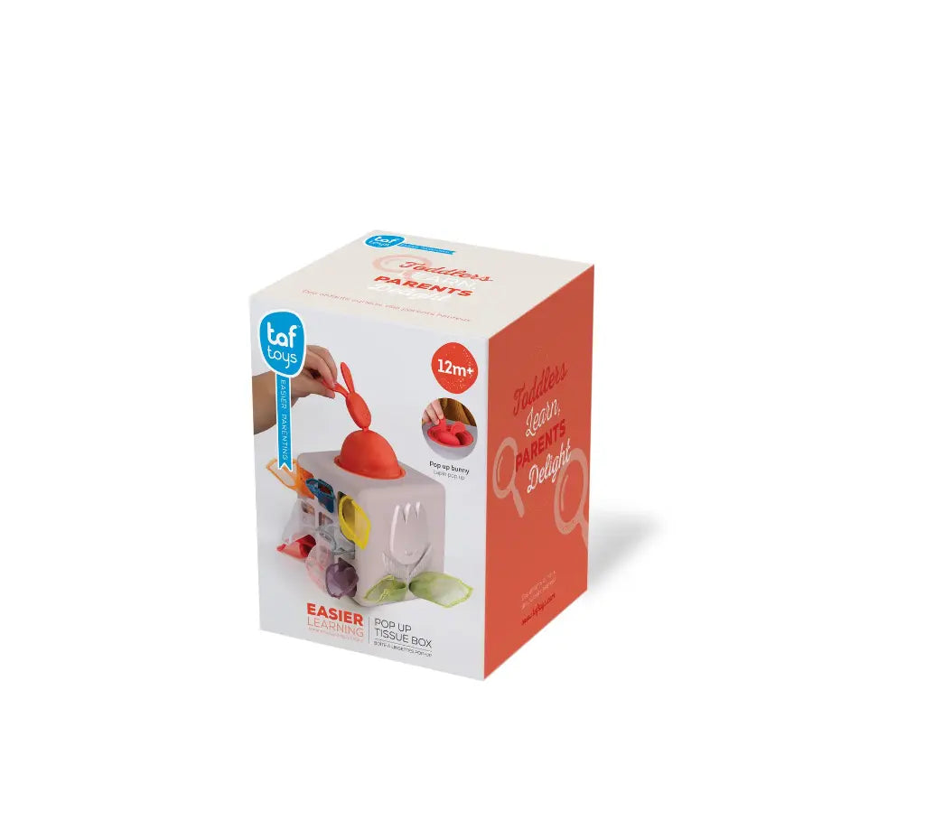 Taf Toys Pop-Up Tissue Box met zachte egeltextuur om te voelen, uitgekozen door De Gele Flamingo.