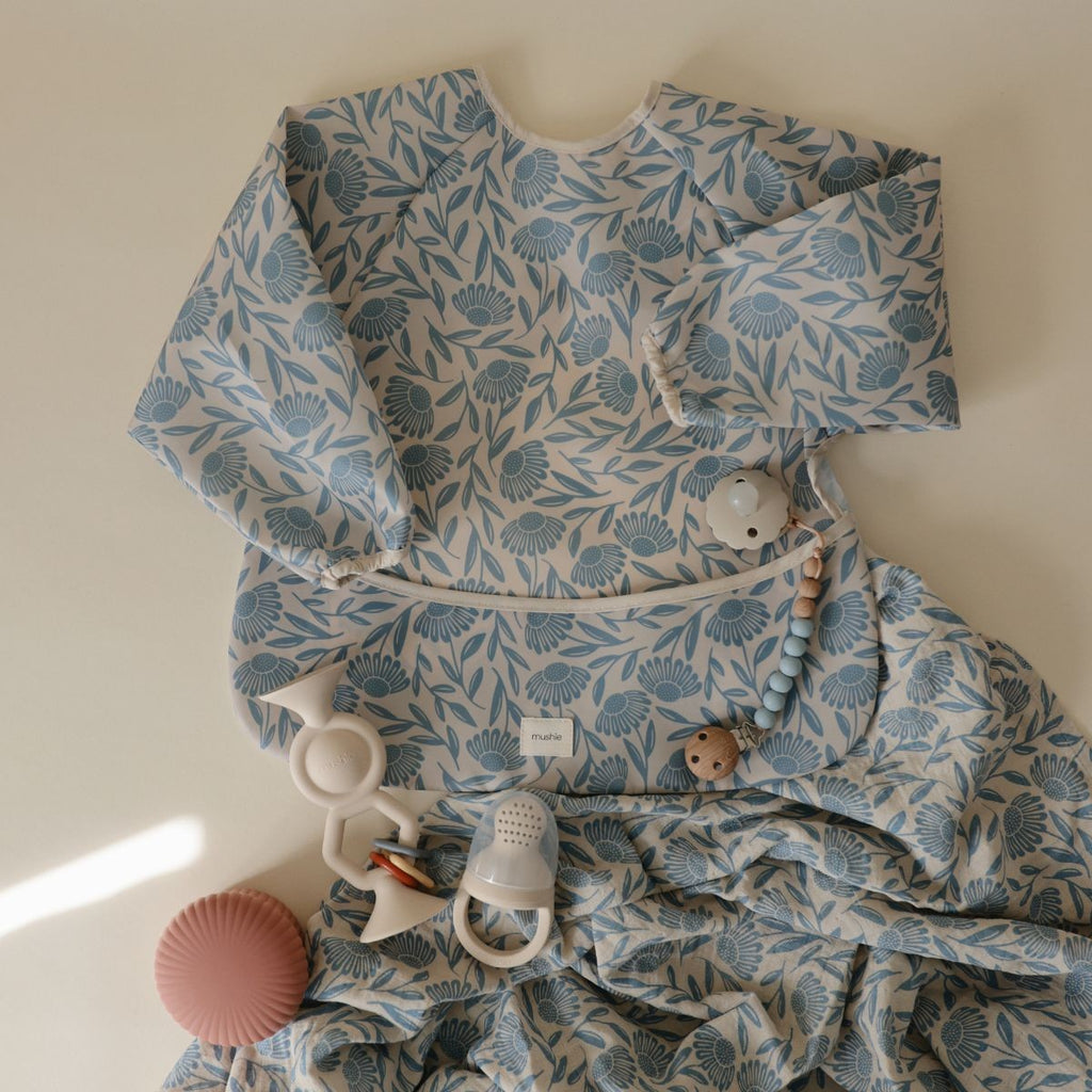 Mushie Slab Met Lange Mouwen | Blue Flowers