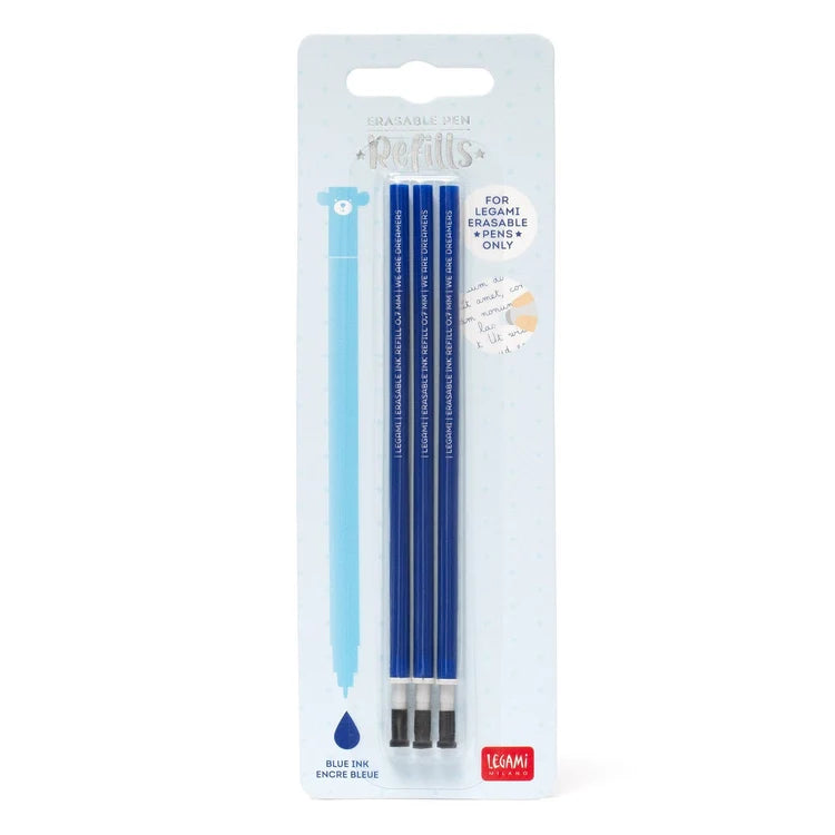 Legami Uitwisbare Erasable Gelpen Set 3 Navullingen | Blauwe Inkt