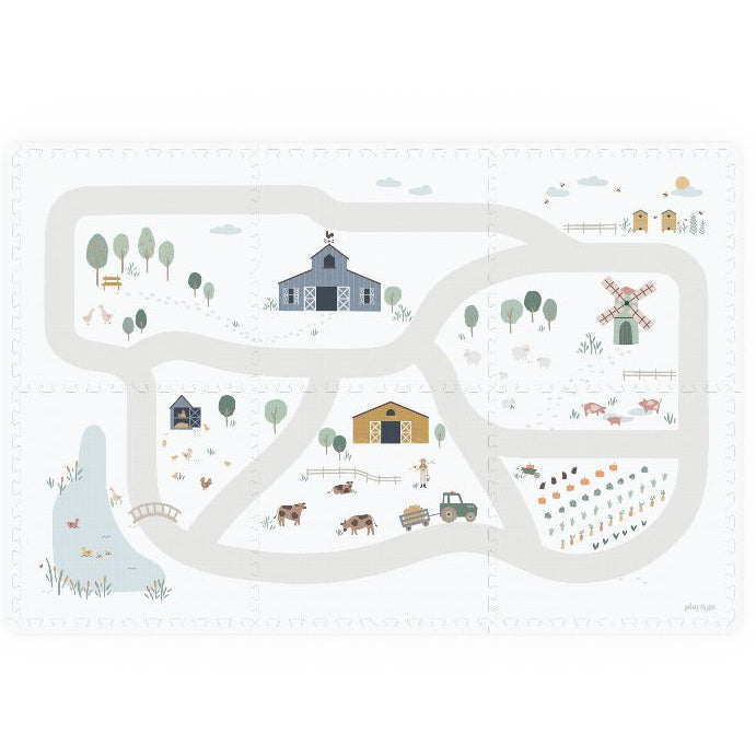 Play and go EEVAA 2-In-1 Speeltapijt Puzzelmat & Opbergbox | Farm 120x180cm