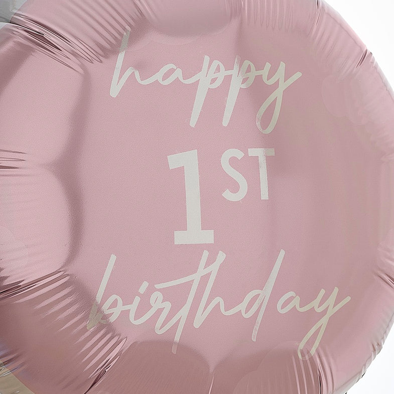 Ginger Ray 'Happy 1st Birthday' Roze Folie Ballon | 43 cm