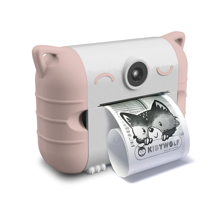 Kidywolf Kidyprint kindercamera met printer in peach - vooraanzicht