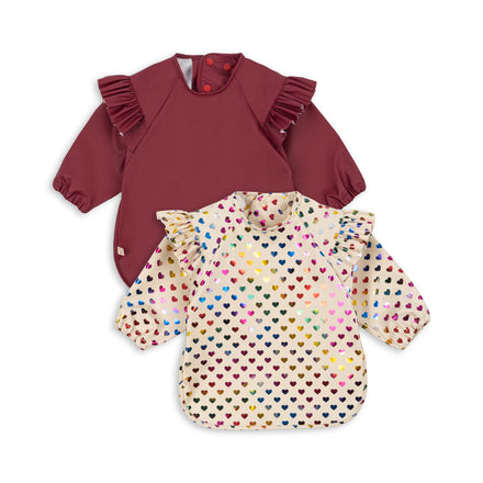 * Konges Sløjd Glitter Dinner Slab Met Mouwen & Frill 2ST | Coeur Glitter/Sangria