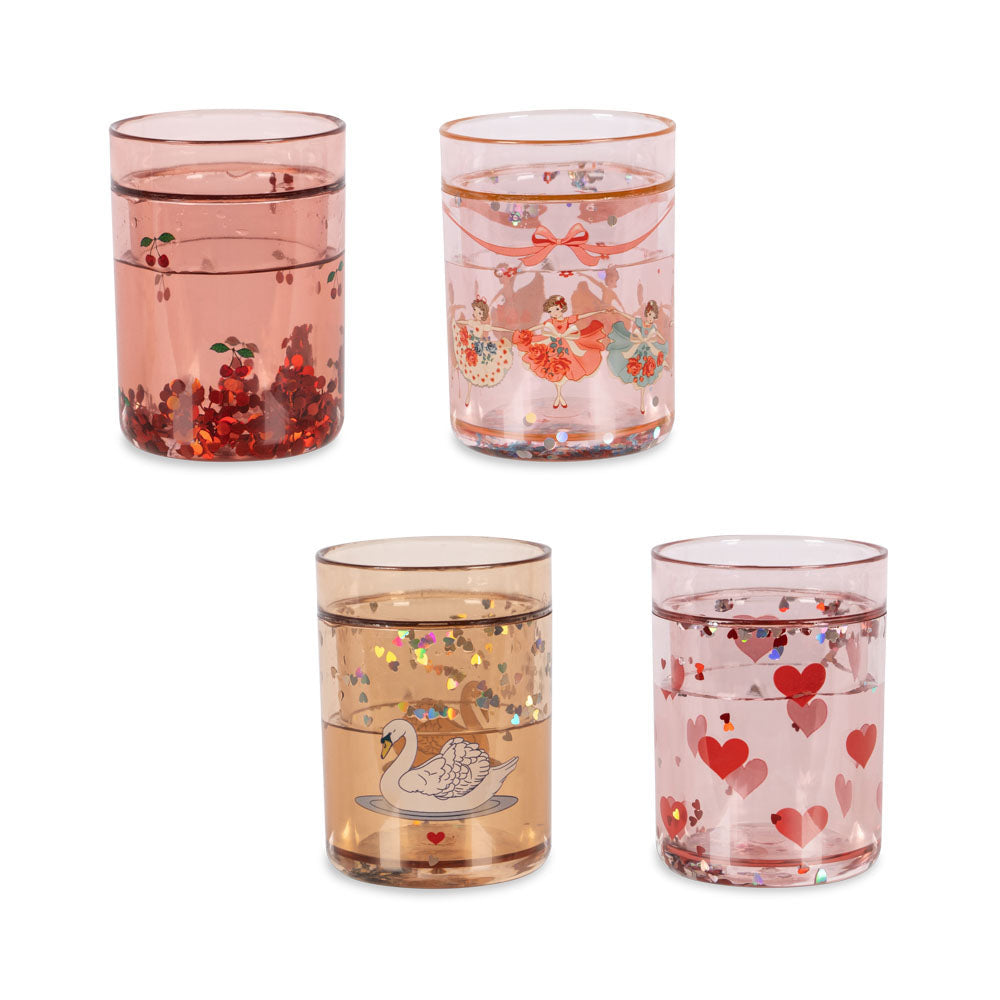 * Konges Sløjd Glitter Drinkbekers 4ST | Rose Multi