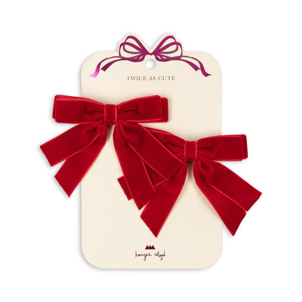 Konges Sløjd 2 Stuks Fluwelen Haarclips Met Dubbele Strik | Barbados Kers