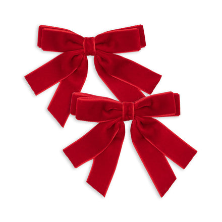 Konges Sløjd 2 Stuks Fluwelen Haarclips Met Dubbele Strik | Barbados Kers