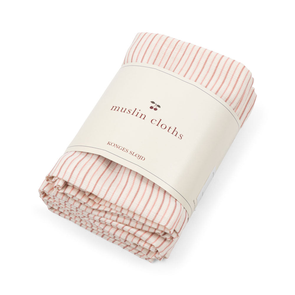 * Konges Sløjd Hydrofiele Doek 3st | Stripie Petite Rose