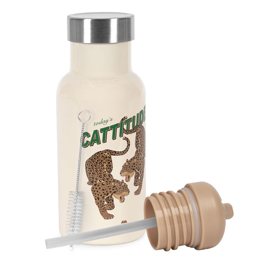 Konges Sløjd thermo drinkfles Cattitude 350 ml met kattenprint
