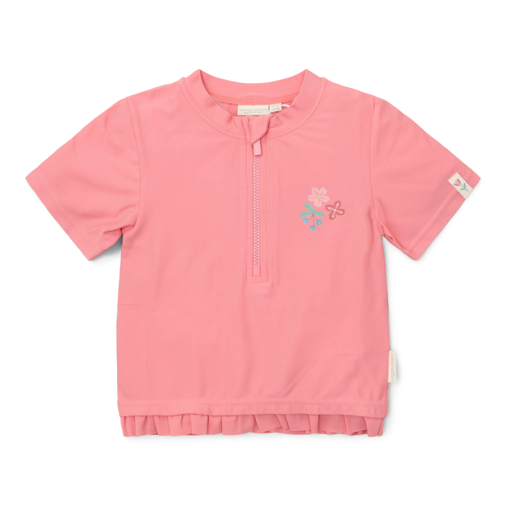 * Little Dutch UV Zwemshirt Korte Mouwen Sunny Flowers Rouge