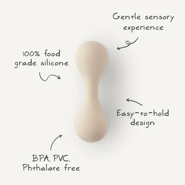 Mushie Silicone Baby Rattle Toy Rammelaar | Cambridge Blue