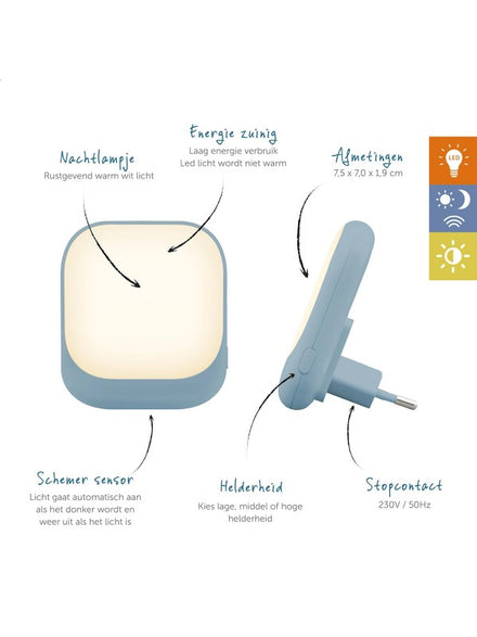 Zazu Automatisch Stekkerlampje | Light Blue