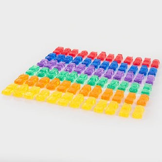 Tickit Doorschijnende Kleurrijke Auto's 4x2 cm | 72 stuks