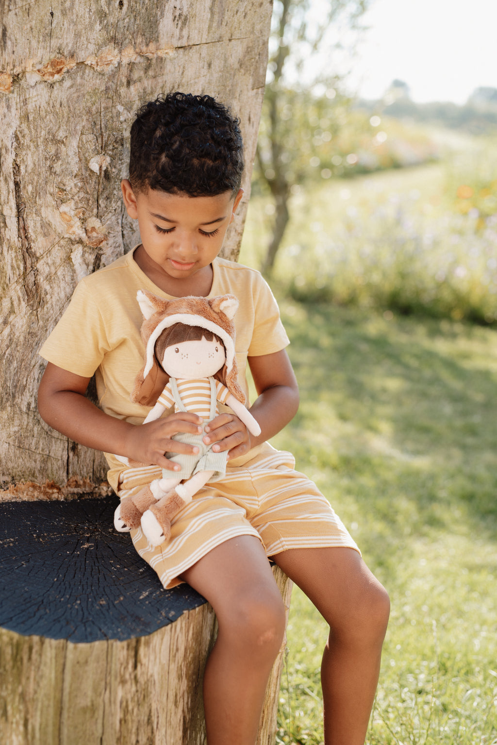 * Little Dutch Korte Broek Yellow Stripe