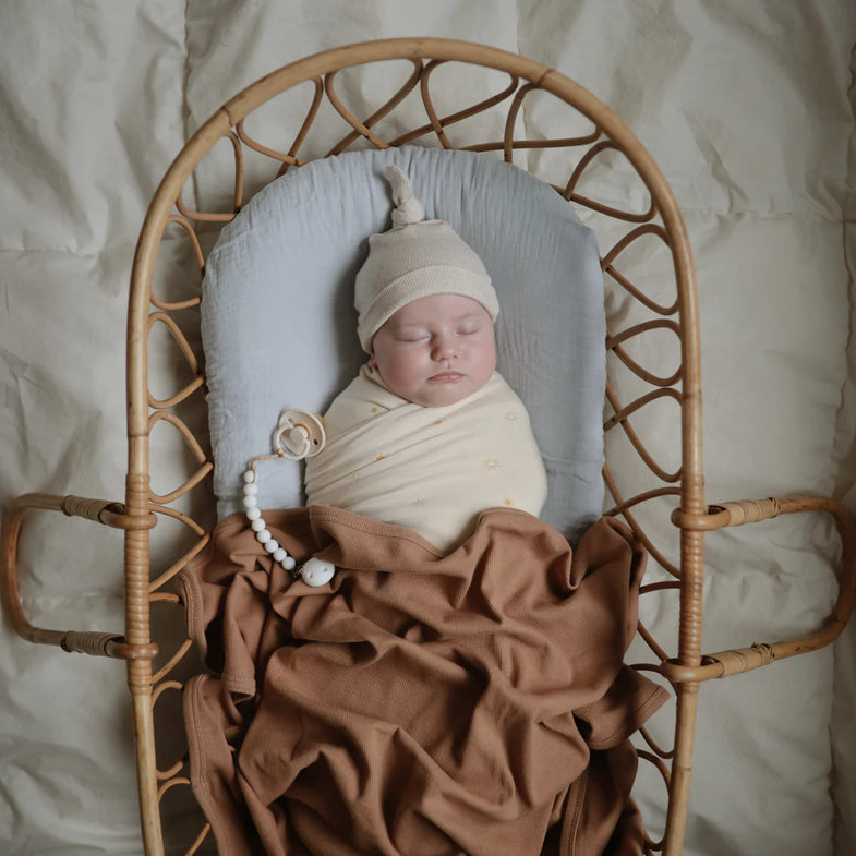 Mushie Ribbed Baby Blanket Deken 89x89cm | Tan