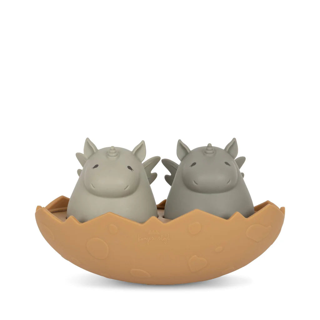 * Konges Sløjd Silicone Badspeeltjes Dino Egg | Almond Mix
