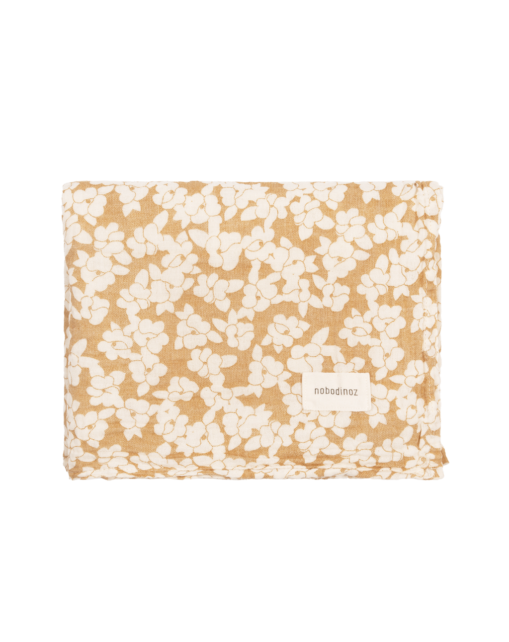 * Nobodinoz Wabi Sabi Geboorte Geschenk Swaddle 70x70cm | Golden Brown Sakura