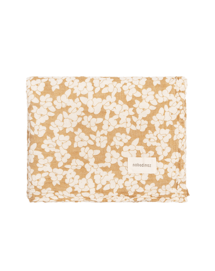 * Nobodinoz Wabi Sabi Geboorte Geschenk Swaddle 70x70cm | Golden Brown Sakura